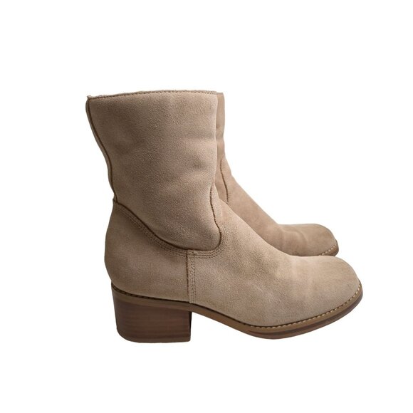 Candies Ankle‎ Boot Womens 6 Tan Y2K Country Western Suede Leather Side Zip - Picture 4 of 10